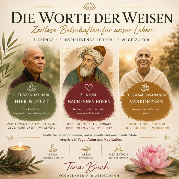 Online Live: Themenreihe „Die Worte der Weisen“ mit Tina Buch (3x60Min)